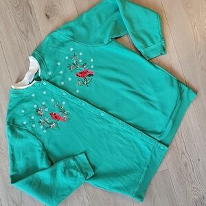 Vintage Bon Worth Winter Christmas Embroidered Cardigan Sweater, XL‎